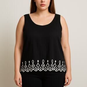 Vintage Bob Mackie Wearable Art Embroidered Tank – Size 1X